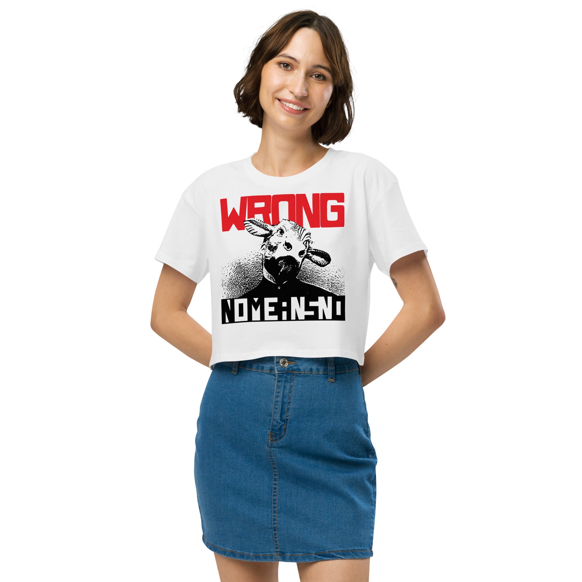NOMEANSNO "Wrong" White Crop Top