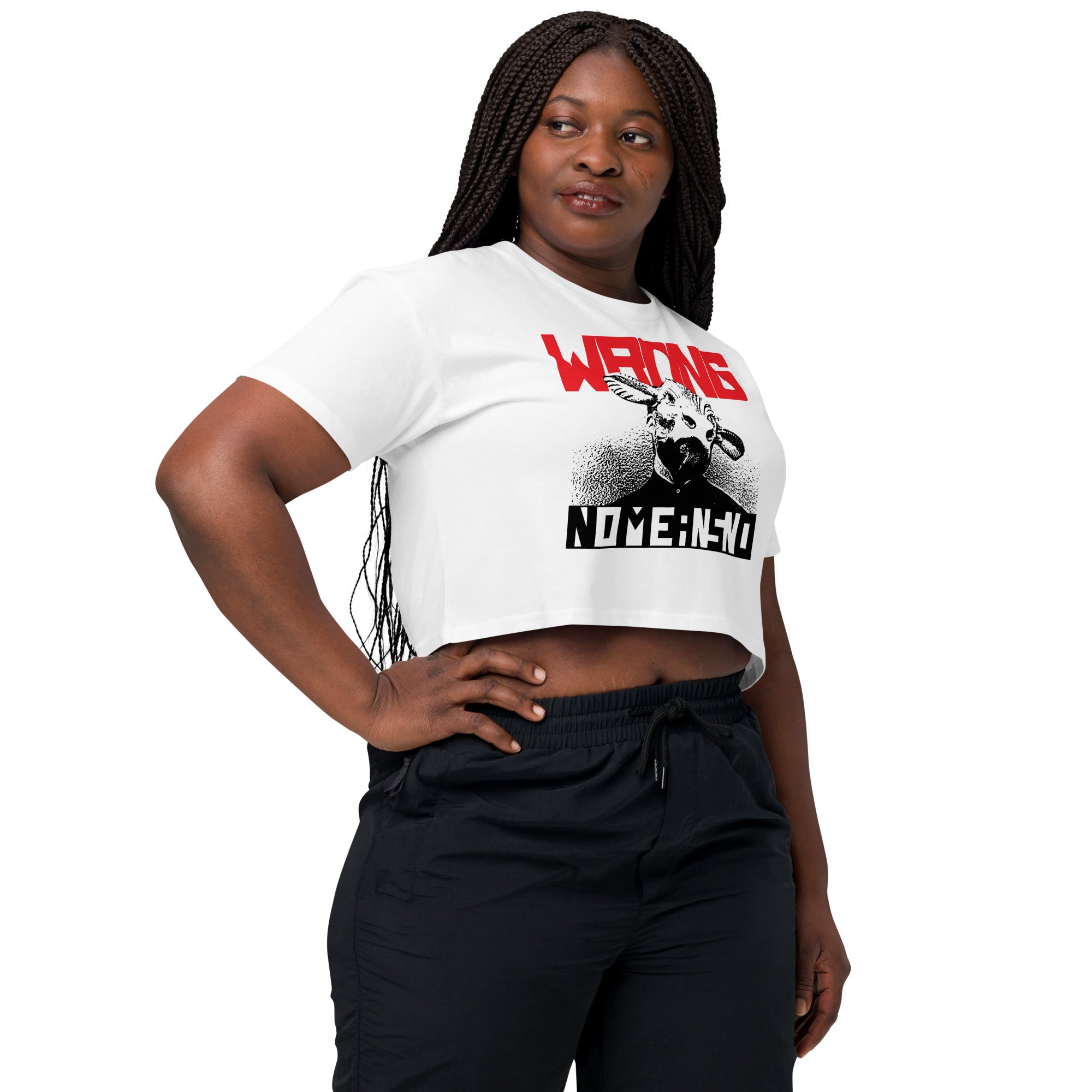 NOMEANSNO "Wrong" White Crop Top