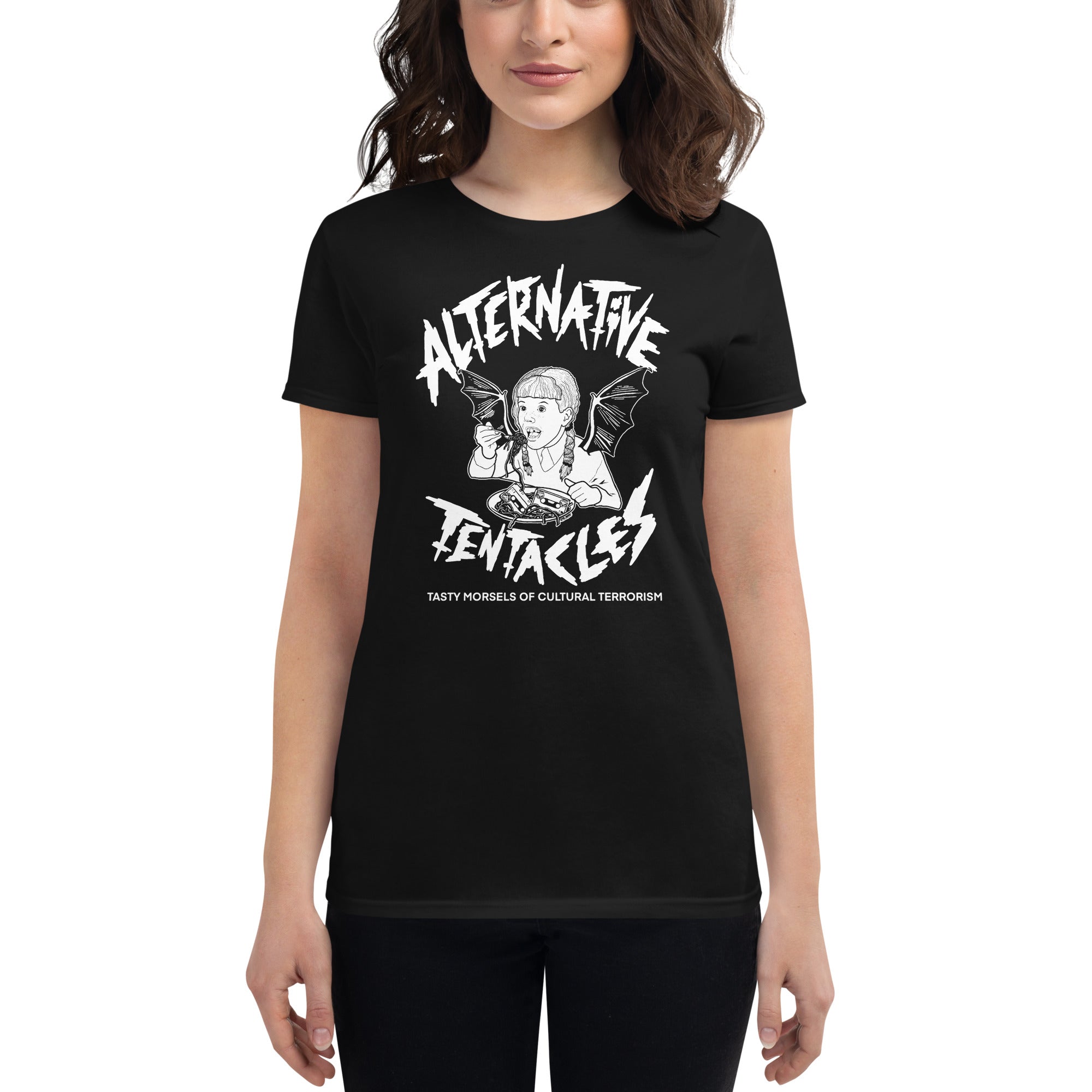 "Tasty Morsels Of Cultural Terrorism" Femme Black T-shirt