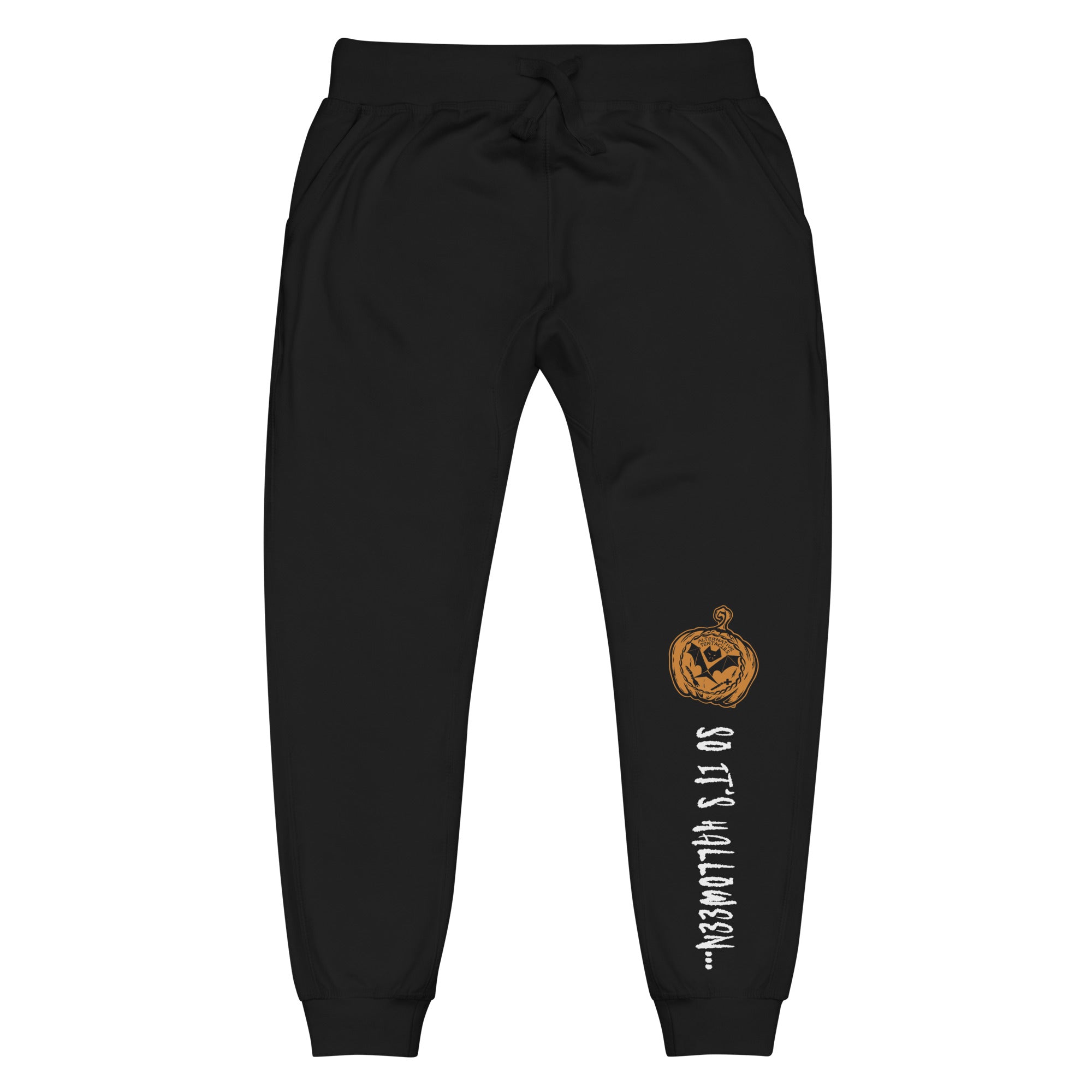AT Pumpkin Bat Unisex Black Fleece Sweatpants