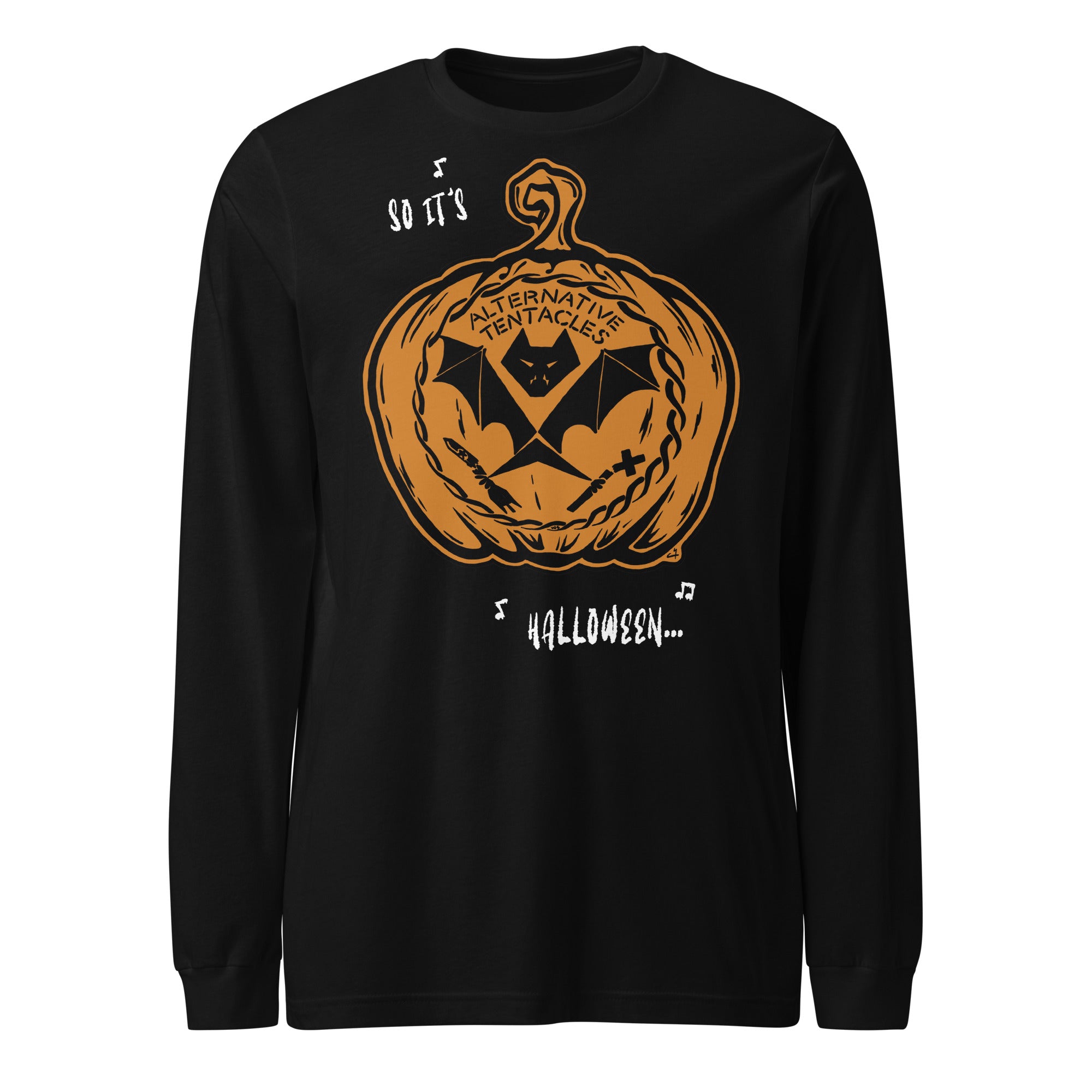 AT Pumpkin Bat Unisex Black Long Sleeve Tee