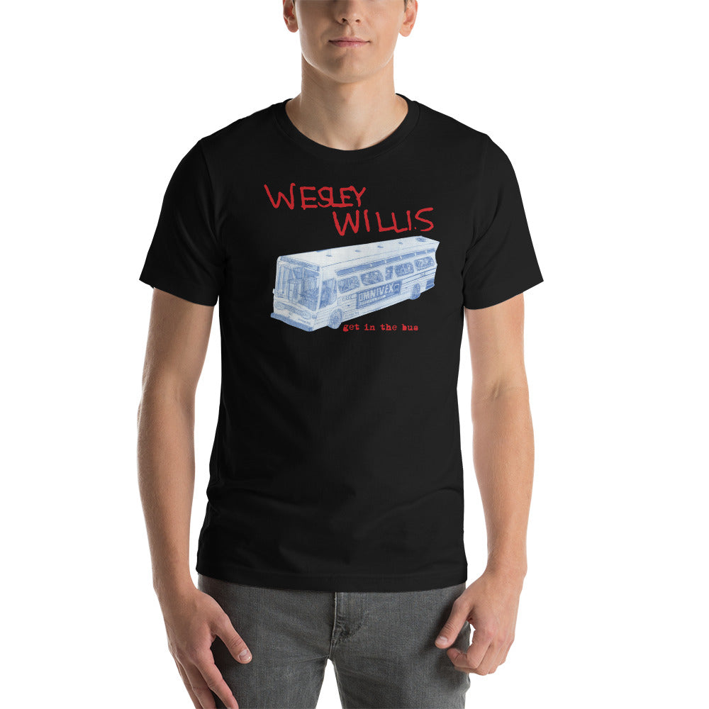 Wesley Willis "Get In The Bus" Unisex Black T-Shirt