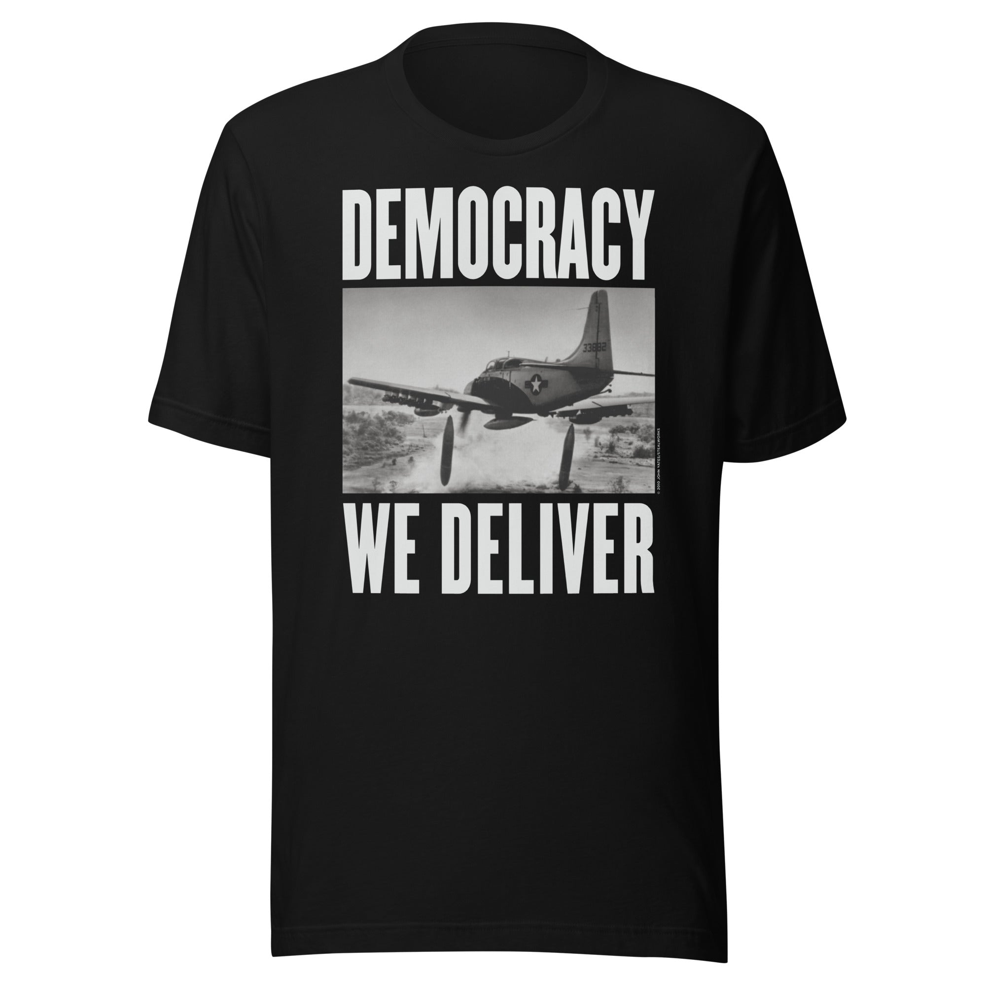 "Democracy We Deliver" Unisex Black T-Shirt