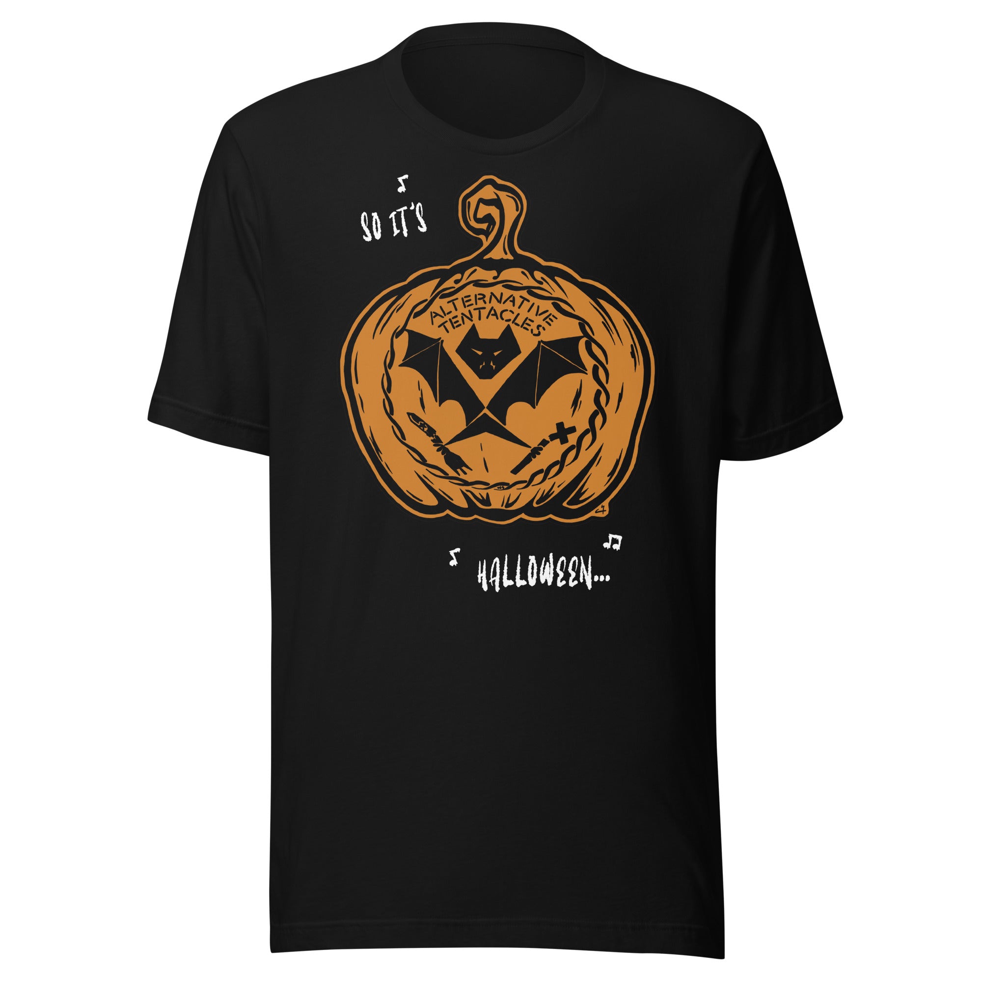 AT Pumpkin Bat Unisex Black T-shirt