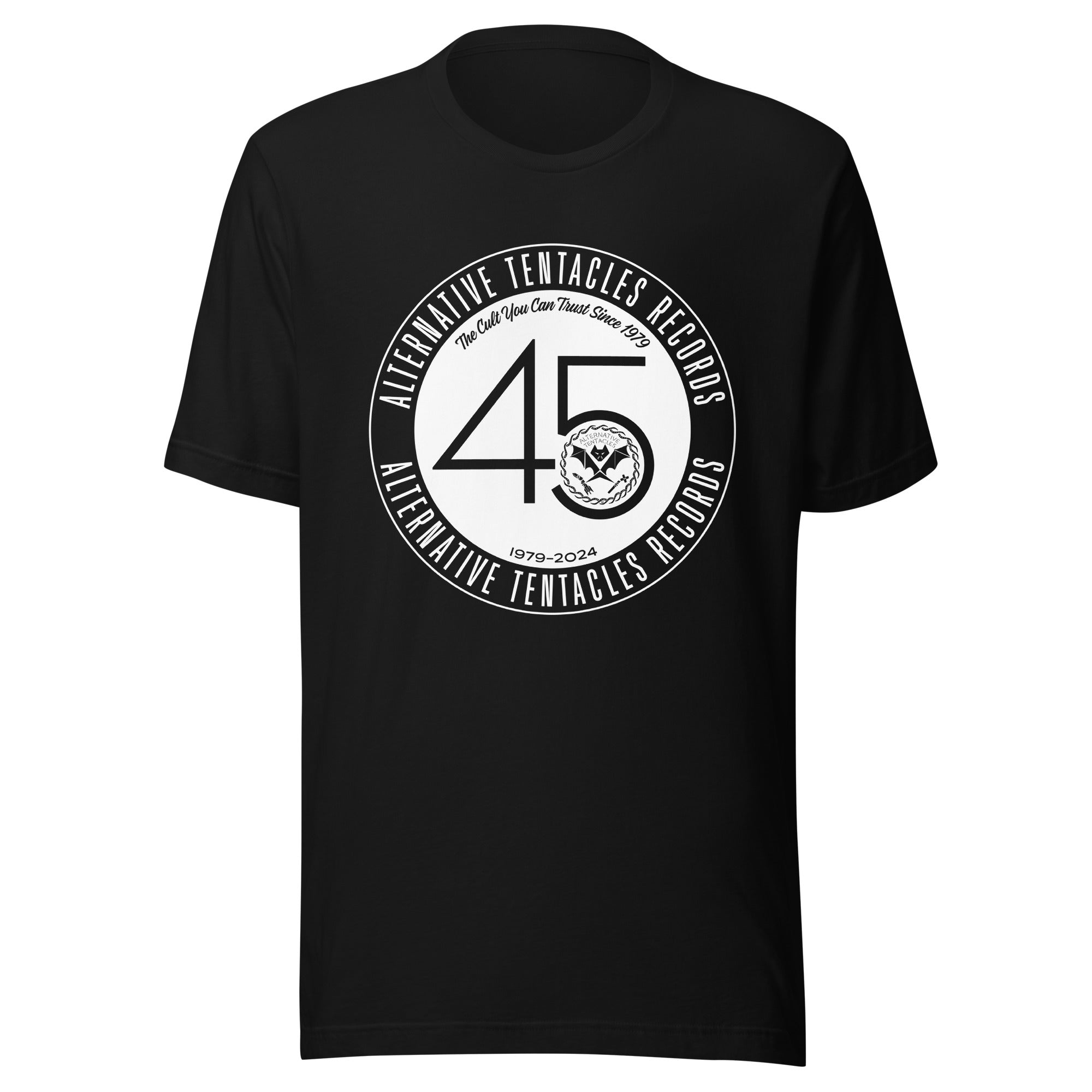 Alternative Tentacles 45th Anniversary - White on Black Unisex T-Shirt