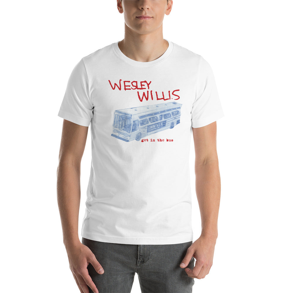 Wesley Willis "Get In The Bus" Unisex White T-Shirt