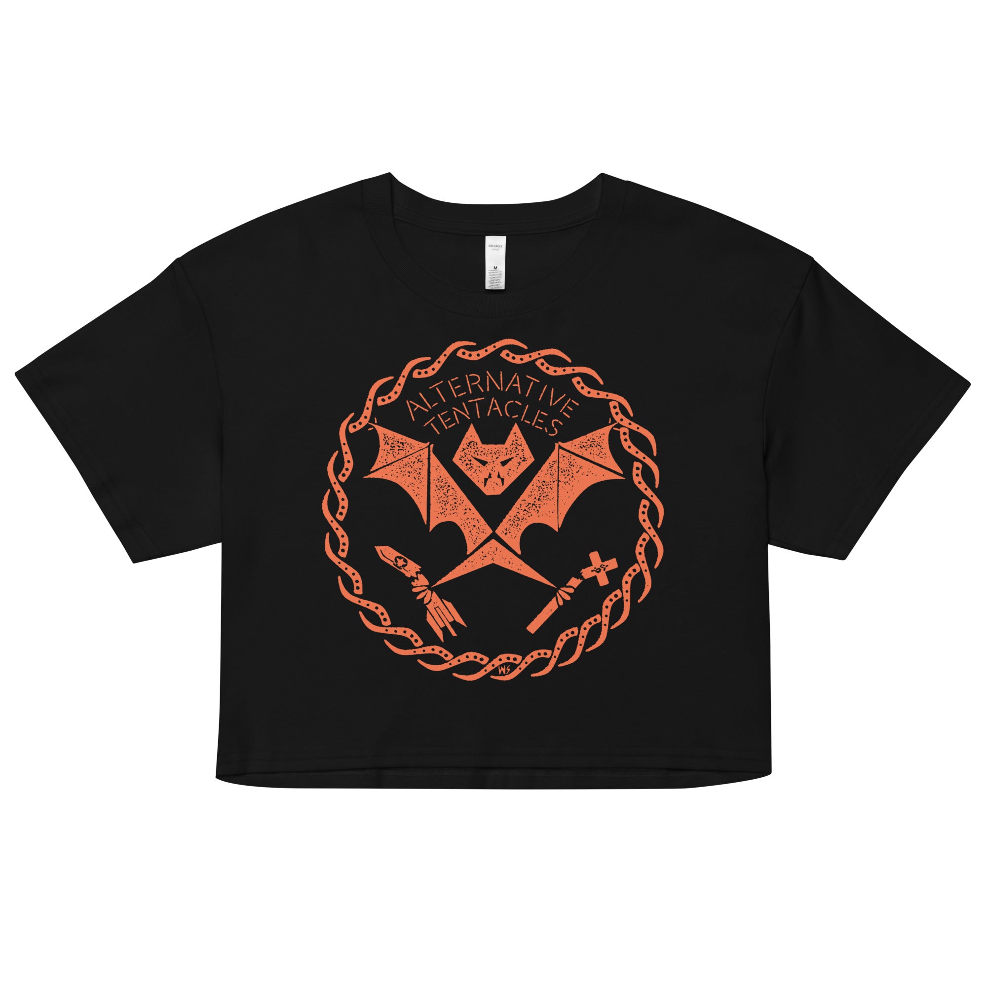 Orange Bat Logo - The Cult You Can Trust Black Crop Top