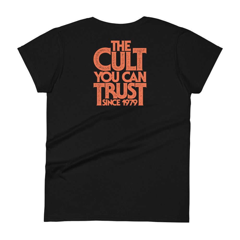 Orange Bat Logo - The Cult You Can Trust Femme Black T-shirt