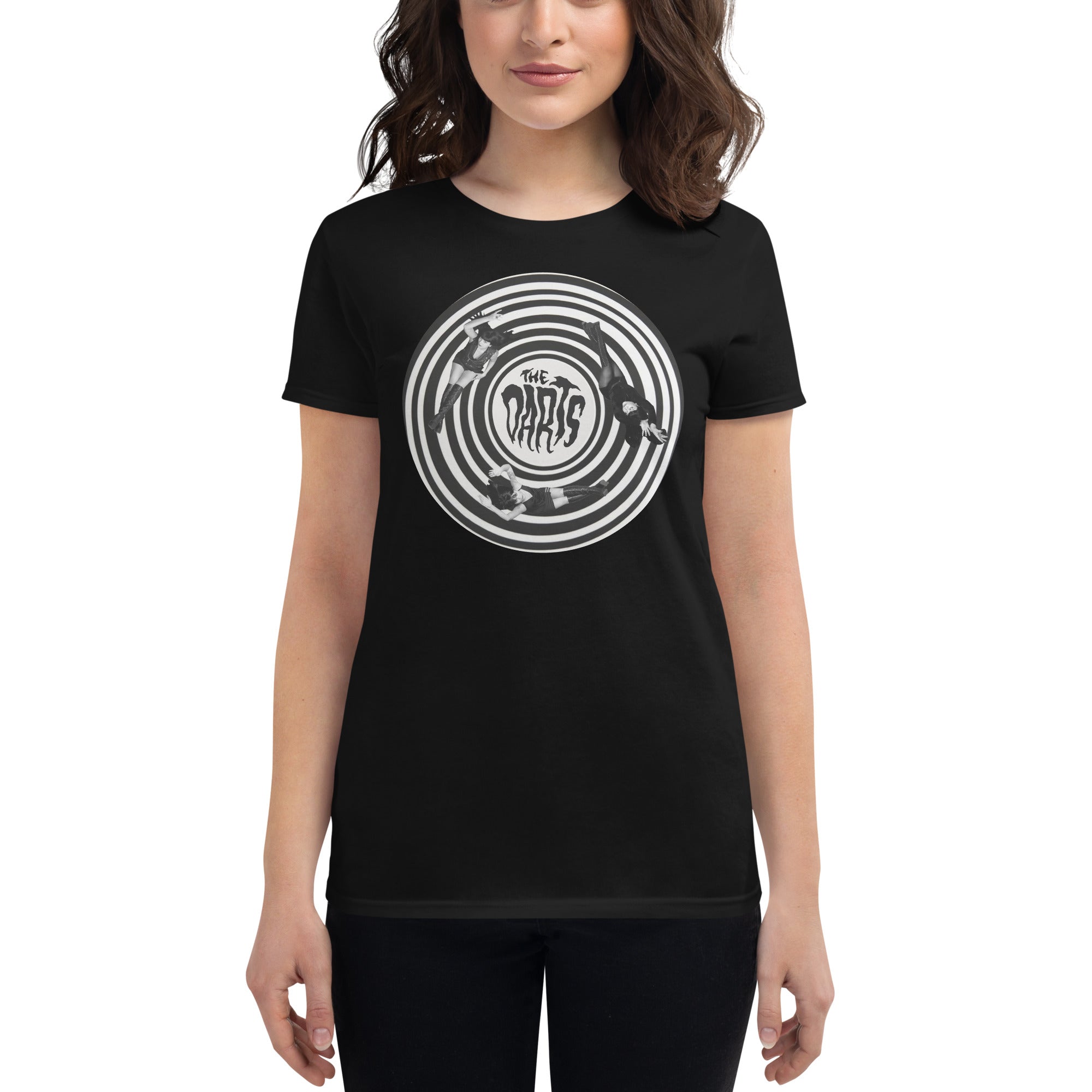THE DARTS "Spiral" Femme Black T-Shirt