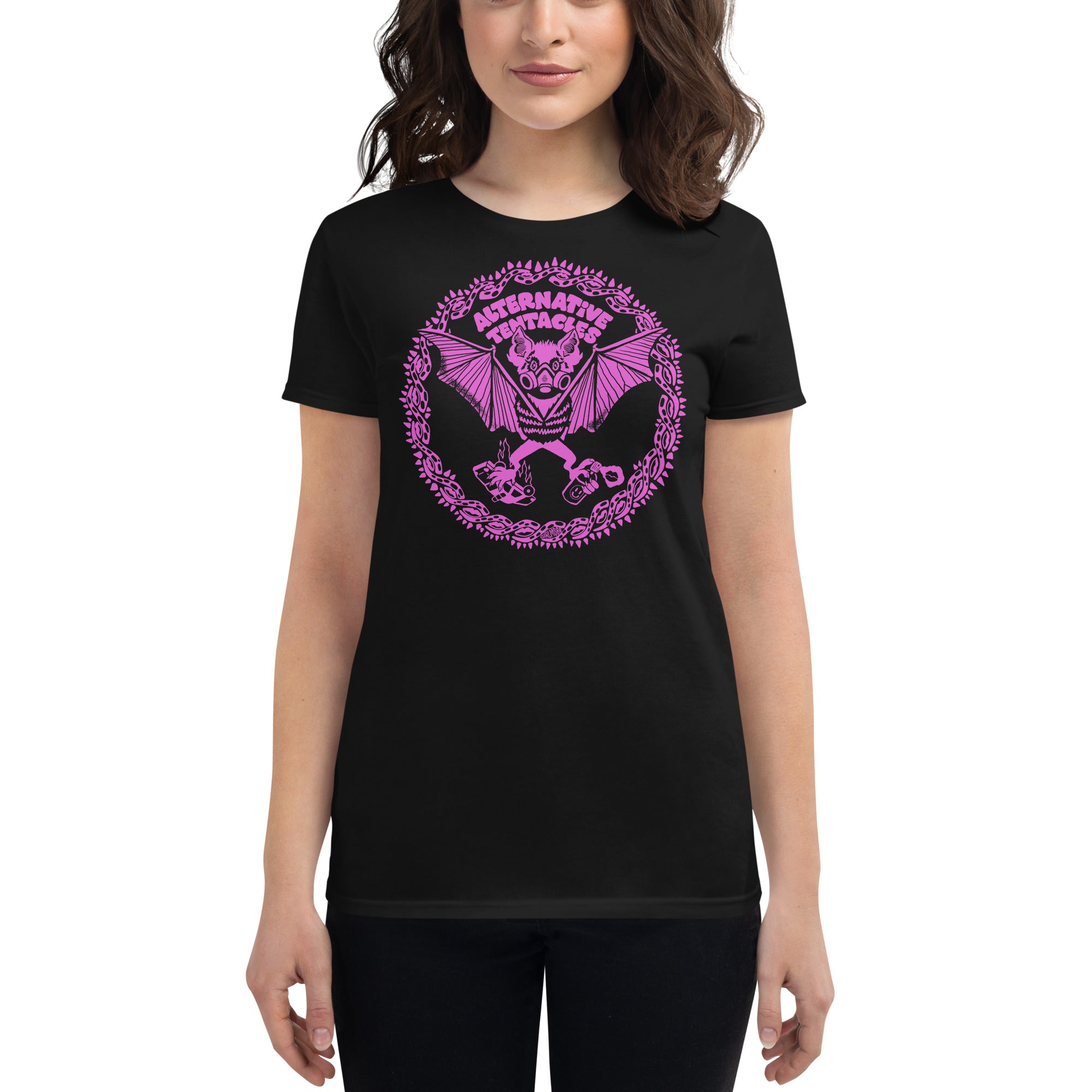 A.T. Bat Logo - "Girl Mobb" Femme Black T-shirt