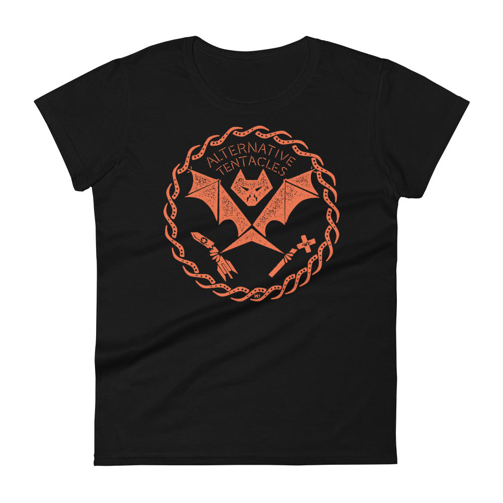 Orange Bat Logo - The Cult You Can Trust Femme Black T-shirt