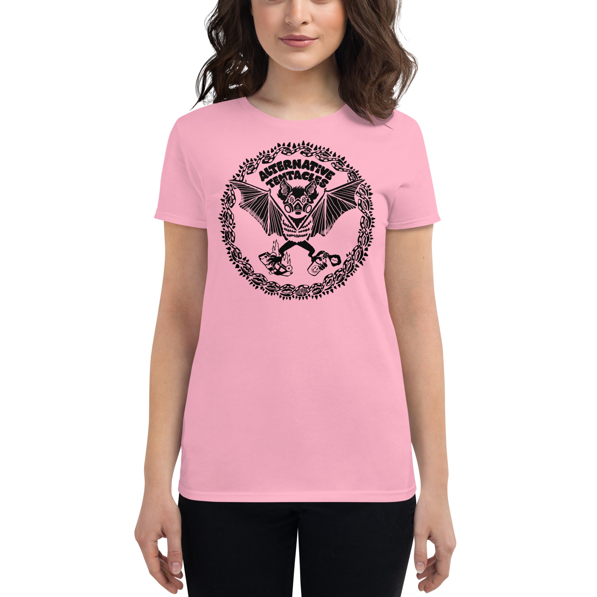A.T. Bat Logo - "Girl Mobb" Fitted Pink T-shirt