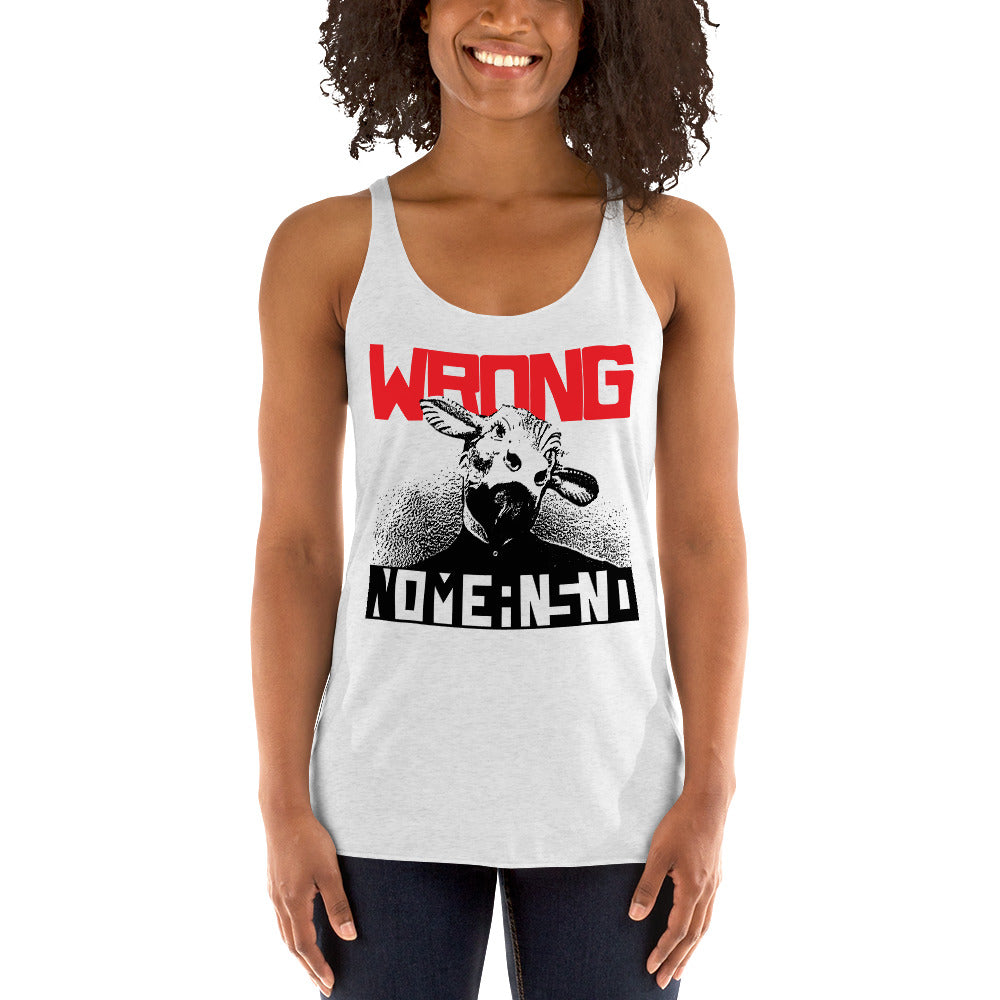 NOMEANSNO "Wrong" Femme Heather White Racerback Tank