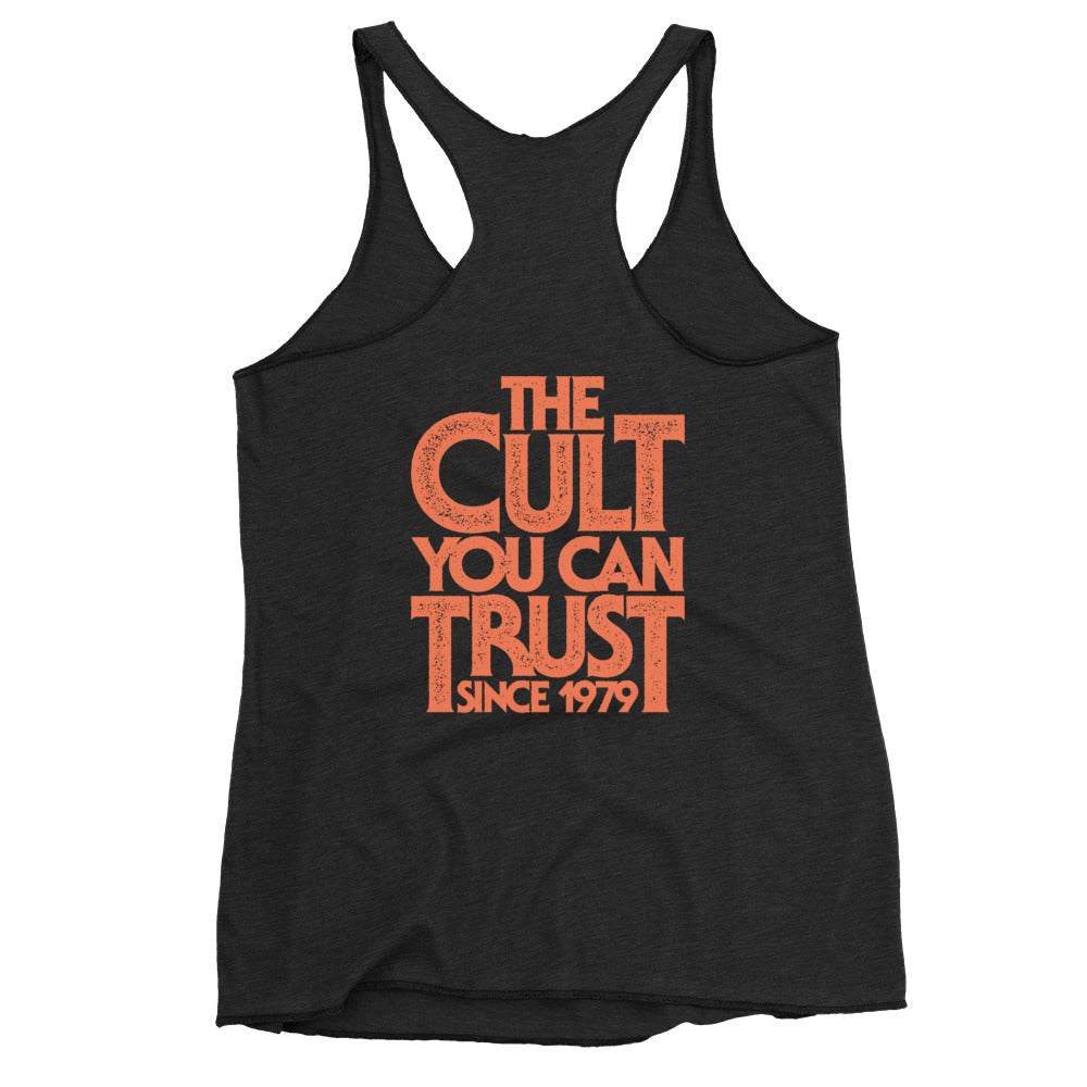 Orange Bat Logo - The Cult You Can Trust Black Racerback Tank