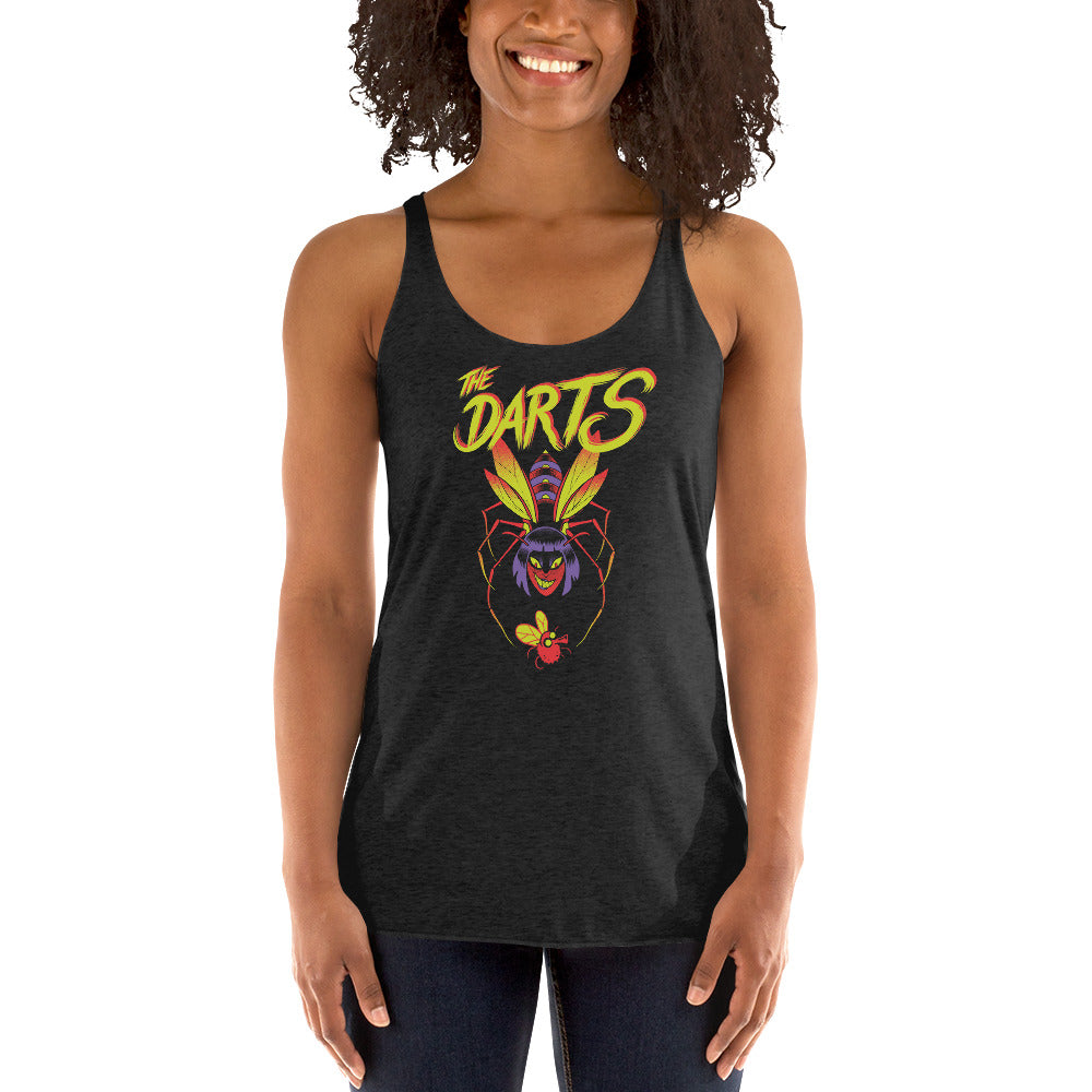THE DARTS "Bee" Fitted Vintage Black Racerback Tank