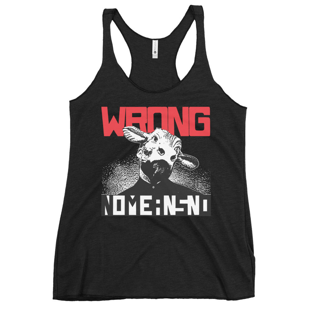 NOMEANSNO “Wrong” Fitted Heather Black Racerback Tank