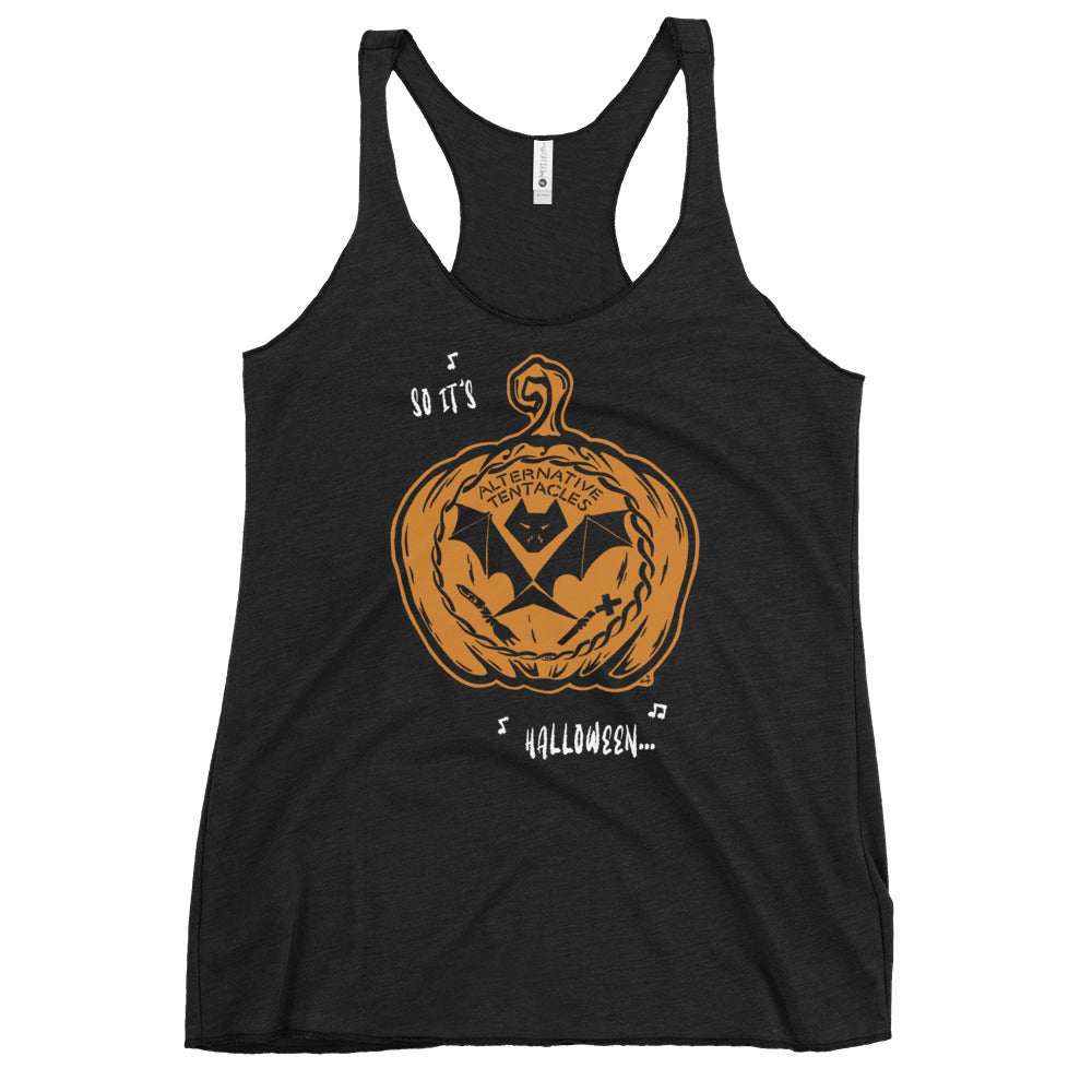 AT Pumpkin Bat Femme Vintage Black Racerback Tank